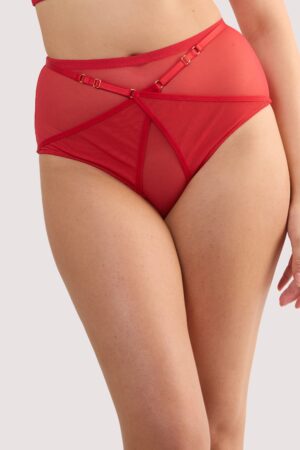 Eddie Ruby Red Crossover High Waist Brief | UK 26 | Playful Promises