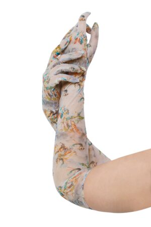 Talia Renaissance Printed Mesh Opera Gloves | UK O/S | Wolf & Whistle