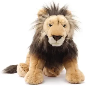 Uni Toys 030028R Lion Beige with Brown Mane 70cm Lying Big Cat Plush Toy