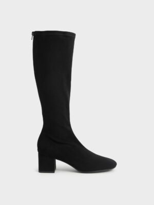 Charles & Keith - Textured Block Heel Knee Boots