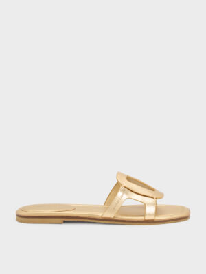 Charles & Keith - Easley Metallic Cut-Out Slide Sandals