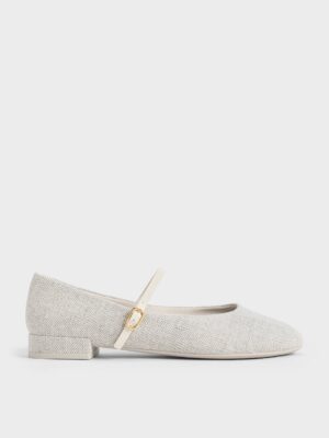 Charles & Keith - Gertrude Tweed Round-Toe Mary Janes
