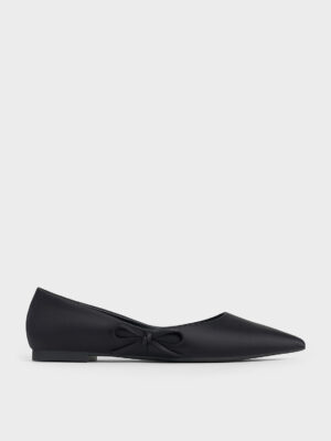 Charles & Keith - Satin Bow Pointed-Toe Flats