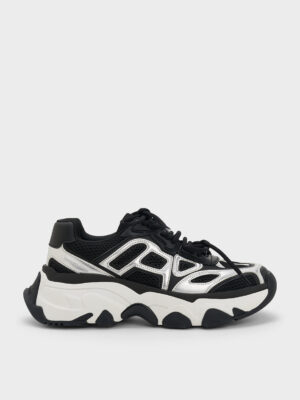 Charles & Keith - Gaskell Metallic Mesh Chunky Sneakers