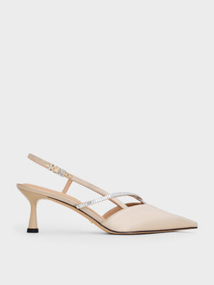 Charles & Keith - Crystal-Embellished Slingback Pumps