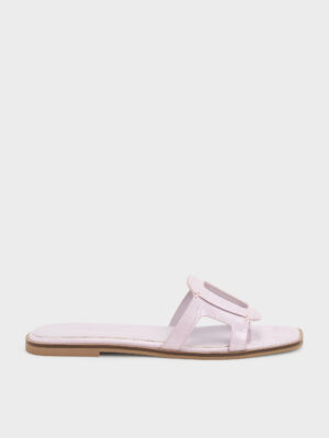 Charles & Keith - Easley Croc-Effect Cut-Out Slide Sandals