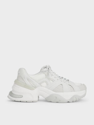 Charles & Keith - Mesh Contrast-Trim Chunky Sneakers