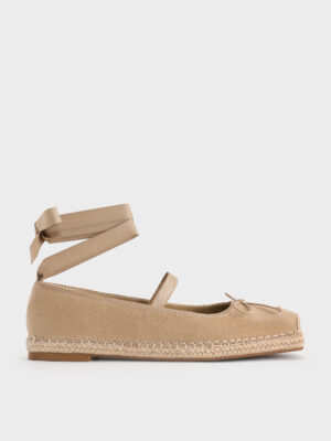Charles & Keith - Bernadine Faux Suede Tie-Around Espadrille Flats