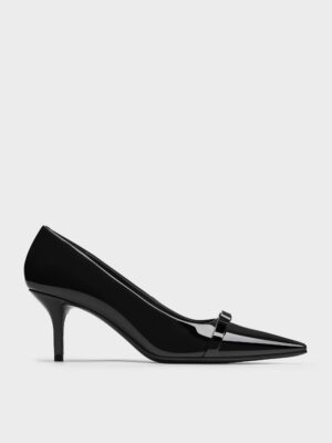 Charles & Keith - Dorian Patent Bow Pointed-Toe Stiletto-Heel Pumps
