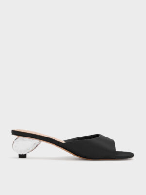 Charles & Keith - Satin Crystal-Heel Mules