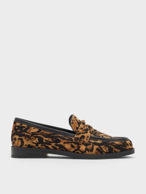Charles & Keith - Georgina Calf Hair Leopard-Print Penny Loafers