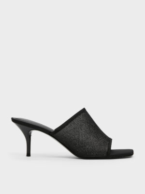 Charles & Keith - Glittered Mesh Heeled Mules