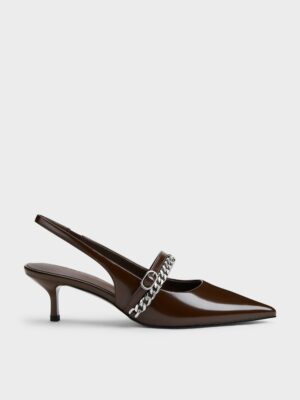 Charles & Keith - Georgie Chain Slingback Kitten Heels