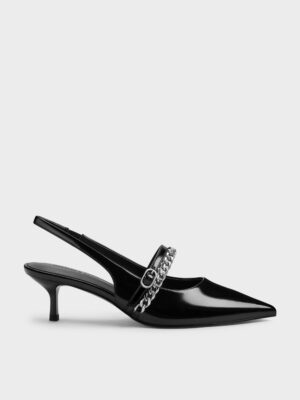 Charles & Keith - Georgie Chain Slingback Kitten Heels
