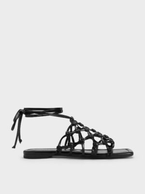 Charles & Keith - Woven Tie-Around Net Sandals