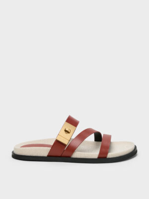 Charles & Keith - Aelin Canvas Metallic-Buckle Strappy Sandals
