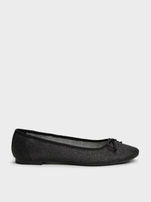 Charles & Keith - Glittered Mesh Bow Ballet Flats