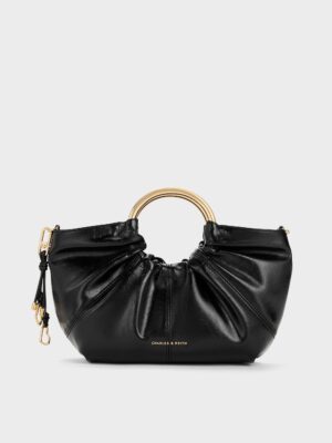 Charles & Keith - Ciara Ruched Metal Top Handle Bag