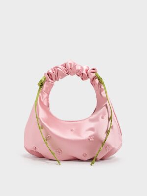 Charles & Keith - Mabel Satin Floral-Vine Hobo Bag