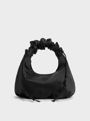 Charles & Keith - Mabel Satin Floral-Vine Hobo Bag