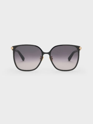 Charles & Keith - Ophelia Metallic-Accent Square Sunglasses