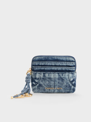 Charles & Keith - Ciara Denim Top-Zip Card Holder