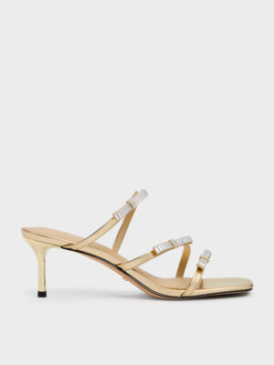 Charles & Keith - Jessy Leather Gem-Bow Heeled Sandals