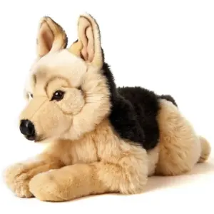 Uni Toys 22811A-DS German Shepherd Black and Tan 43cm Lying Dog Plush Toy