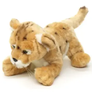 Uni Toys 030014 Lioness Cub Gold and Black Spotted 31cm Lion Lying Plush Toy