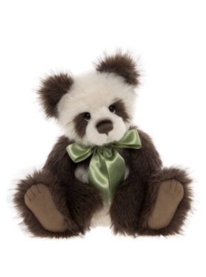 Charlie Bears Absolom Plush Jointed Panda With Green Satin Bow and Growler
