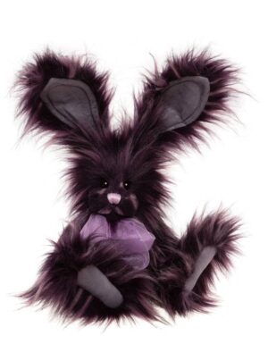 Charlie Bears Beetroot Dark Purple Plush Jointed Bunny With Purple Organza Bow+
