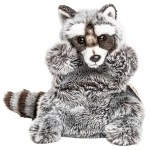 Uni Toys C00045R2-2 Raccoon Grey, Brown, and White 26cm Hand Puppet Soft Toy