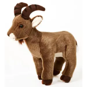 Uni Toys C90355 Ibex Brown and Beige 30cm Standing Horned Goat Plush Toy