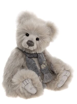Charlie Bears Elf Dust Silver Plush Jointed Bear With Grey Woolly Scarf