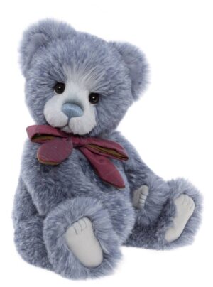 Charlie Bears Granville Dusty Blue Plush Jointed Bear With Magenta Bow