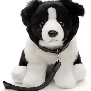 Uni Toys HBC2425L Border Collie with Leash 20cm Sitting Puppy Dog Plush Toy