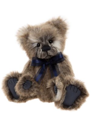 Charlie Bears Happy Dusty Brown Plush Jointed Bear With Navy Organza Bow