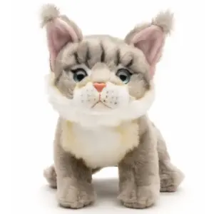 Uni Toys KM19A25 Maine Coon Grey and White 32cm Standing Cat Plush Toy