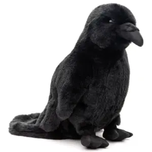 Uni Toys L87027R3 Raven with Crowing Voice Black 23cm Corvid Bird Plush Toy