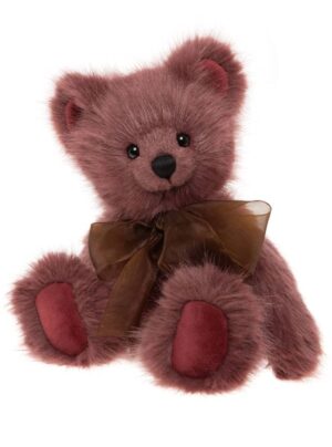 Charlie Bears Maple Dusty Red Plush Jointed Bear With Brown Organza Bow