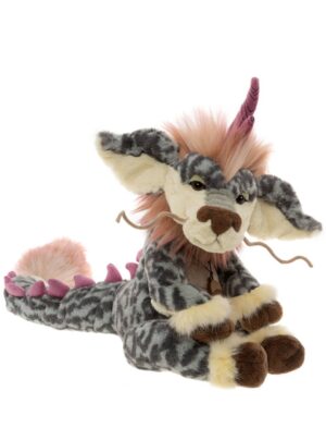 Charlie Bears Maylin Grey Plush Jointed Eastern Dragon With Necklace