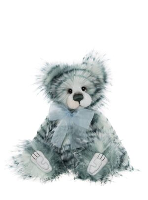 Charlie Bears Mint Humbug Teal Striped Plush Jointed Panda With Blue Organza Bow