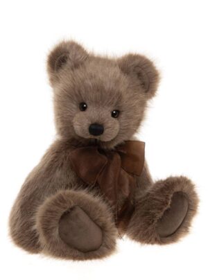 Charlie Bears Oak Dark Brown Plush Jointed Bear With Brown Organza Bow +