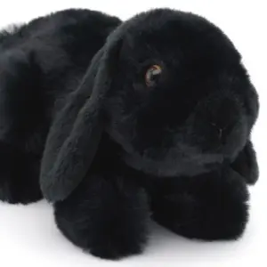 Uni Toys P80182 Soft Black Bunny 20cm Rabbit Lying Plush Toy