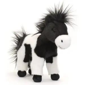 Uni Toys PFS025122 Black and White Horse 23cm Standing Plush Toy