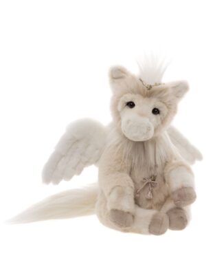 Charlie Bears Pegasus Cream Plush Jointed Pegasus With Necklace and Headpiece