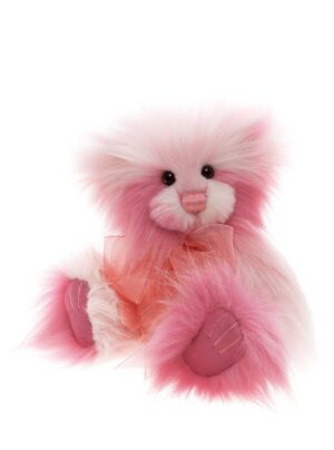 Charlie Bears Pinkleberry Pink Plush Jointed Bear With Peach Organza Bow