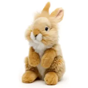 Uni Toys Q80073A Angora Rabbit Beige Fluffy 18cm Standing Rabbit Plush Toy