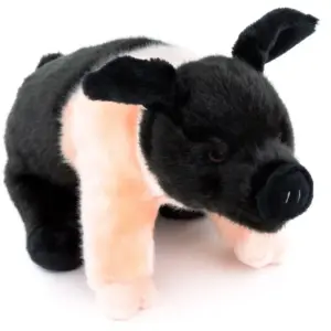 Uni Toys Q90293 Angeln Saddleback Pig Pink and Black 25cm Standing Plush Toy