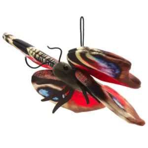 Uni Toys S91234 Red Peacock Butterfly with Realistic Details and Loop 24cm Toy